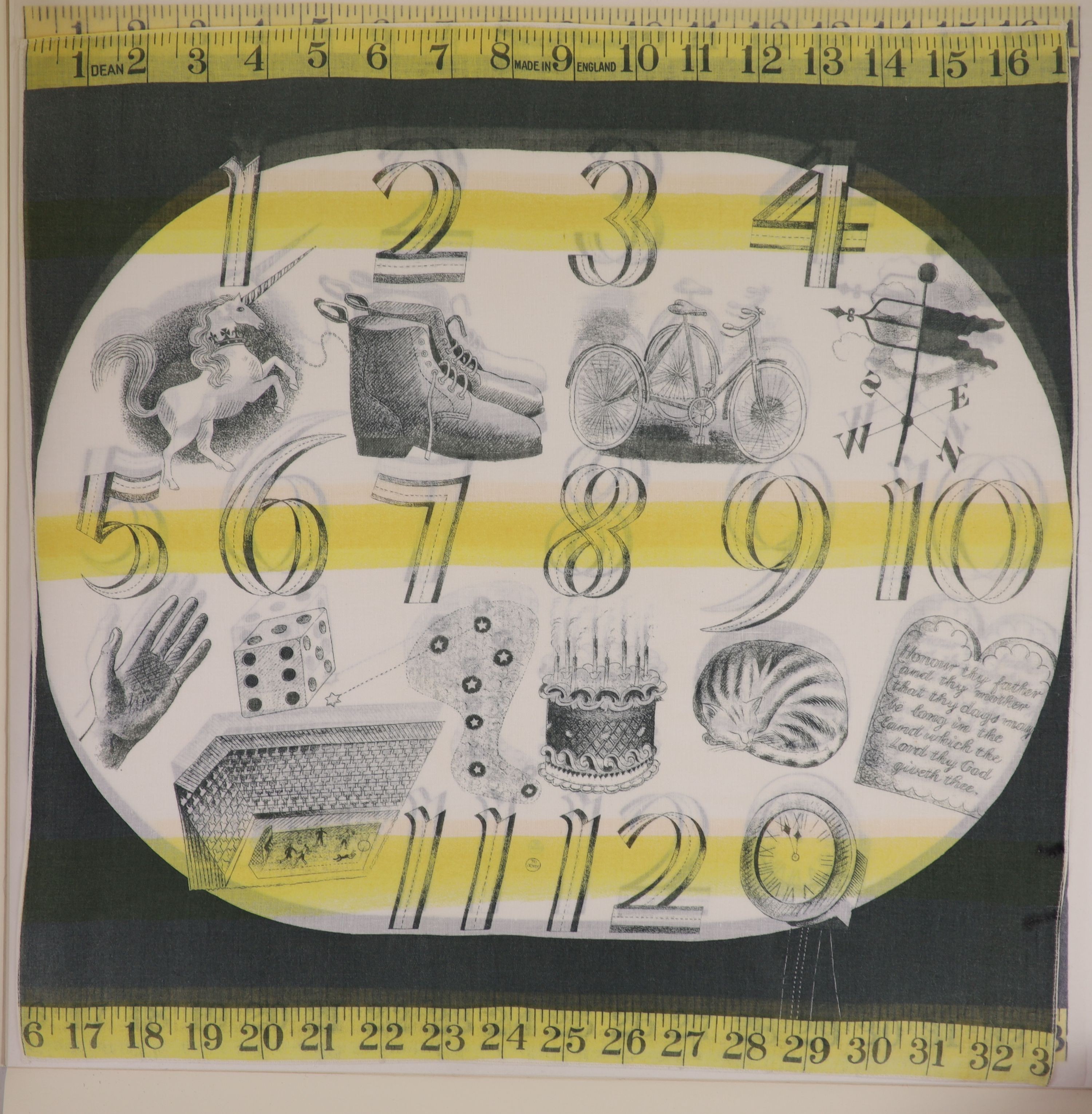 Eric Ravilious (1903-1942) - Child’s Handkerchief, Two lithographs, 1989, one printed on cotton, from an edition of 200, the other printed on Rivoli Blanc paper, numbered 33 of 500, 44cms. square, in presentation folio.